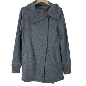 Stem Size XS Sweatshirt Cowl Neck Asymmetrical Snap Up Gray Cardigan Pockets